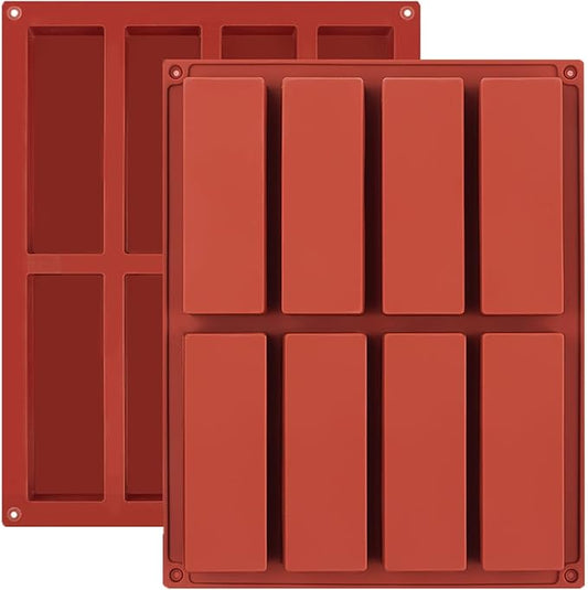 JOERSH 2pcs Granola Bar Mold Rectangle Silicone Candy Bar Mold Deep for Baking Chocolate Energy Bars/Protein/Nutrition/Cereal Bars/8-Cavity Butter Mould