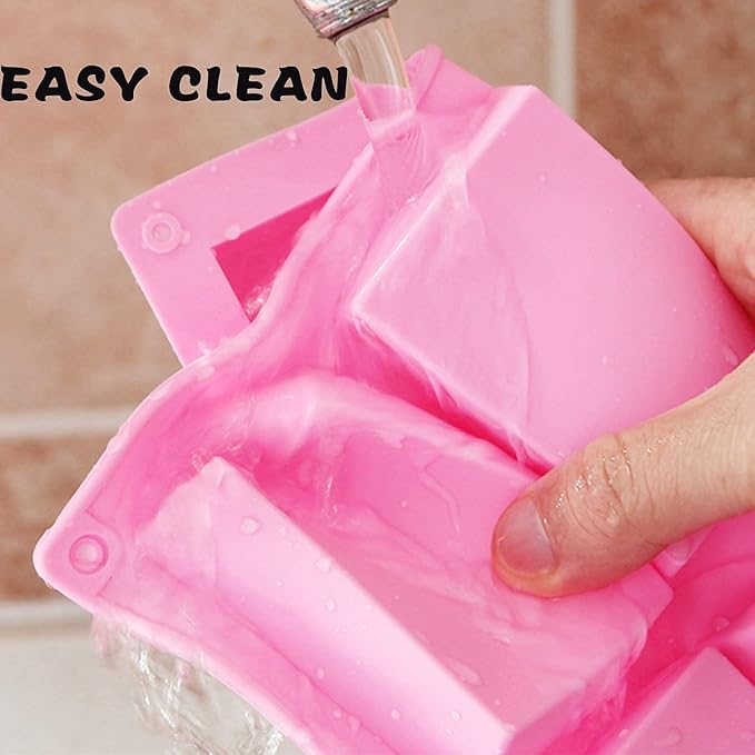 3 Pack Silicone Soap Molds 6 Cavities Silicone Soap Mold Rectangle Oval and Flower Shapes Soap Molds for Soap Making Handmade Cake Chocolate Biscuit Pudding Jelly Ice Cube Tray