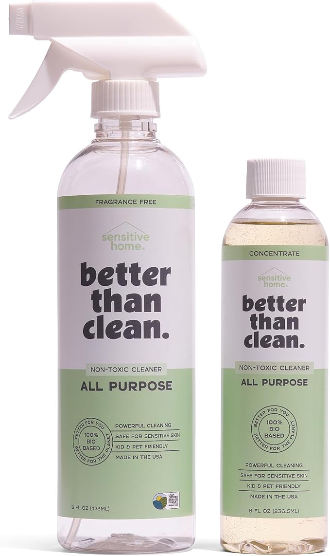 All Purpose Cleaner Starter Pack – Plant-Based, Fragrance Free, Empty Refillable, Cleaning Kit with 8oz Concentrate & 16oz Spray Bottle