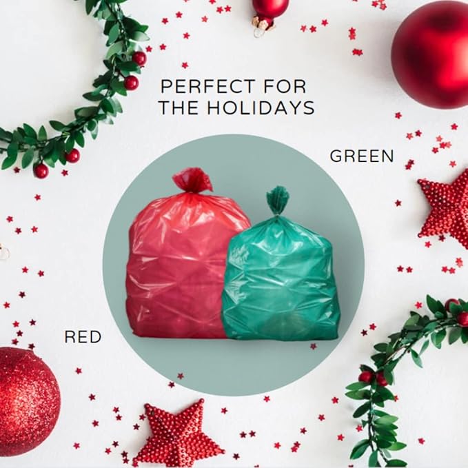 Plasticplace 64-65 Gallon Trash Can Liners for Toter │ 1.5 Mil │ Green Heavy Duty Garbage Bags │ 50” x 60” (50 Count) (W65LDGTL)