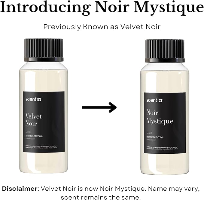 Scentia Noir Mystique – Hotel-Inspired Diffuser Oil, 20ml (0.67 fl oz) | Essential Oil Blend of Rose, Bergamot, Lemon & Musk | Luxury Aroma for Aromatherapy Diffusers & Humidifiers