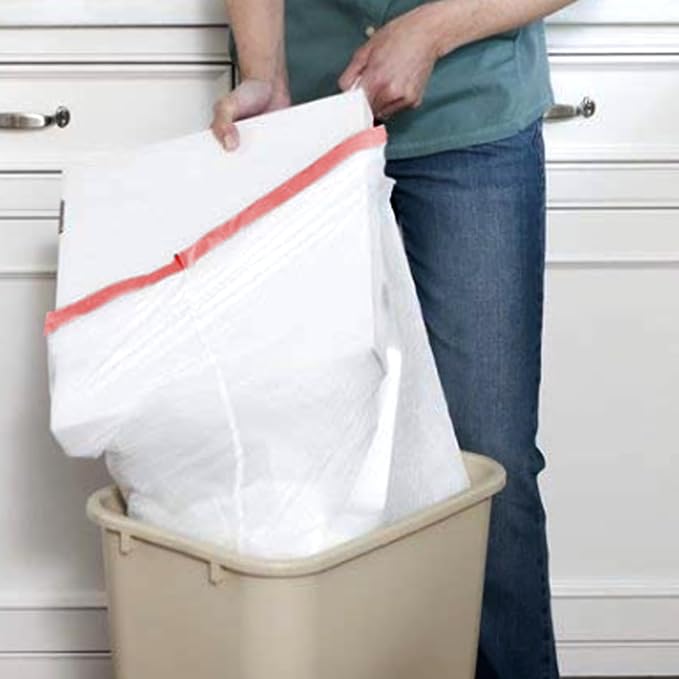 Trash Bags 8-10 Gallon Drawstring, 120 Count, Multifold Roll Garbage Bags, Large Kitchen Trash Bags, Odorless & Heavy Duty White Plastic Food Scrap Bags for Bathroom Bedroom Office Waste