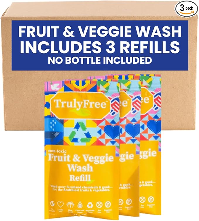 Truly Free Natural Fruit and Veggie Wash Kit - DIY Vegetable Washer & Fruit Cleanser - Pack of 3