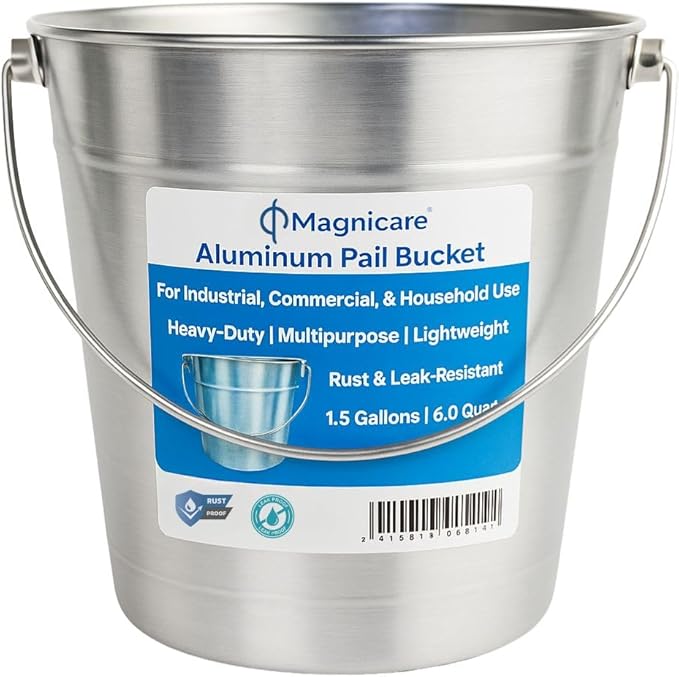 Aluminum Small Metal Bucket with Handle – Ideal Flower Bucket for Garden or Beer, Party, Ice | Buckets for Drinks, Storage, Decor – 1.5 Gallon Capacity