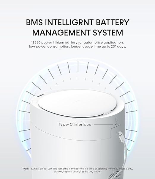 TOWNEW T AIR ONE Smart Trash Can, 2.6 Gallon Automatic Garbage Can with Self-Sealing and Self-Changing, Motion Sense Activated Rechargeable Trashcan for Living Room Bedroom Workshop Kitchen, White