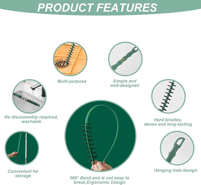 4Pcs Washing Machine Cleaning Brush, Flexible Nylon Bristles Laundry Brush, 0.8x23.6in Long Effective Reusable Cleaning Tool for Washing Machine Drums