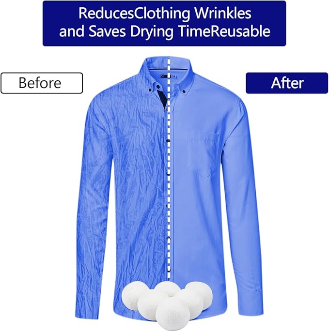 Organic Wool Dryer Balls XL，Reusable, Premium Natural Fabric Softener，Safe for Babies & Sensitive Skin, Reduces Clothing Wrinkles and Naturally Shorten Laundry Drying Time,Wool Balls for Dryer(6psck)