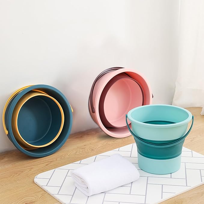 Collapsible Bucket 3PCS 1.3 Gallon/5L Small Plastic Household Cleaning Mop Buckets Foldable Water Bucket for Car Wash Fishing Camping Beach (3PCS)