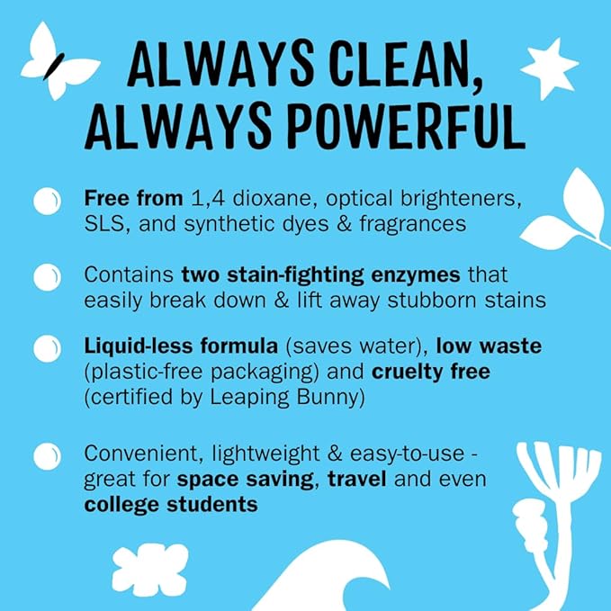 Molly’s Suds Laundry Detergent Sheets | Gentle on Sensitive Skin, Powerful Bio-Based Enzymes, Stain-Fighting | Liquidless & Plastic-Free Packaging | 70 Loads (Peppermint)