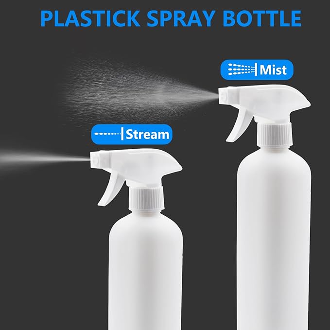 2 Pack of 16.4oz (500ml) Plastic Spray Bottles – Leak Proof, Adjustable Nozzle, Empty Spray Bottles for Cleaning Solutions-Squirt Bottles for Plants, Pet, Vinegar, BBQ