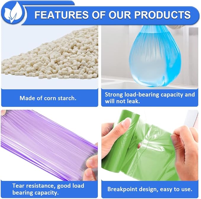 1.5 Gallon Trash Bags Small Bathroom Garbage Bags, Unscented Wastebasket Liners, Strong Kitchen Garbage Bags Colorful Bin Bags for Office, Bedroom,Living Room (5Liter, 120 Counts)