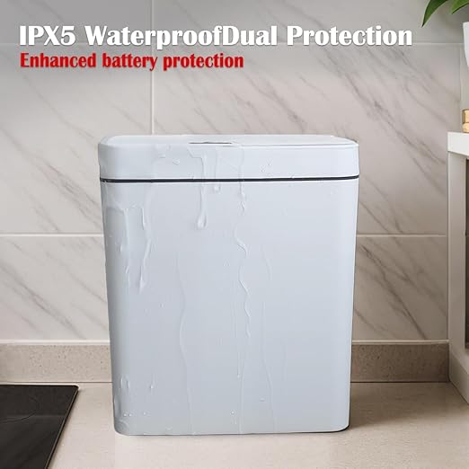 Two White Smart Sensor Trash cans with a Capacity of 3.2 gallons, Supporting Multiple Opening Methods, Waterproof Design, Anti Odor Design, Fast Response, Suitable for Kitchens,bedrooms,Offices, etc