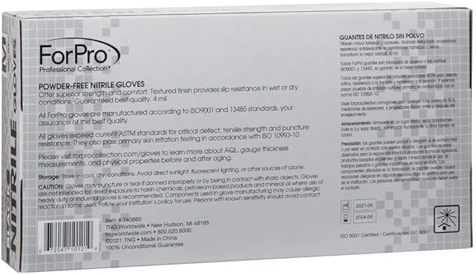 ForPro Professional Collection Disposable Nitrile Gloves, Chemical Resistant, Powder-Free, Latex-Free, Non-Sterile, Food Safe, 4 Mil, Black, Medium, 1000-Count