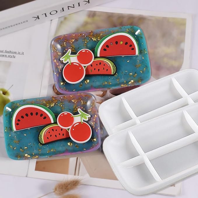 Resin Tray Mold, 2 Pcs Jewelry Rectangle Tray Molds for Epoxy Resin Casting Fruit Snack Tray Candles Holder Soap Dish Office Home Decoration Supplies