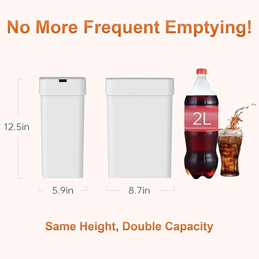 9L/2.4Gal Touchless Bathroom Trash Can, 0.2s Motion Sensor Auto-Close, IPX5 Waterproof Slim Design for Kitchen/Office, Silent & Space-Saving