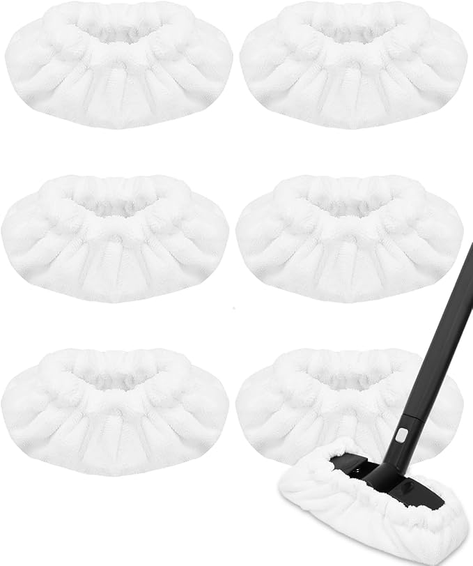 6 Pack Steam Mop Pads Compatible with Dupray Neat Steam Cleaner Accessories, Reusable Microfiber Pads Washable Steam Cleaner Accessories Large Bonnets Rectangle for Multi-Surface