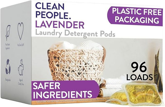 The Clean People Laundry Detergent Pods - Hypoallergenic Laundry Pods - Ultra Concentrated, Recyclable Packaging, Stain Fighting - Lavender, 96 Pack