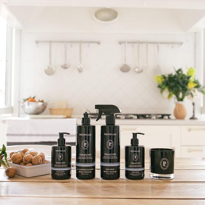 Preston Lane Signature Set, Includes All Purpose Cleaner, Dish Soap, Hand Wash, Hand Cream, & Scented Candle, Terrace View