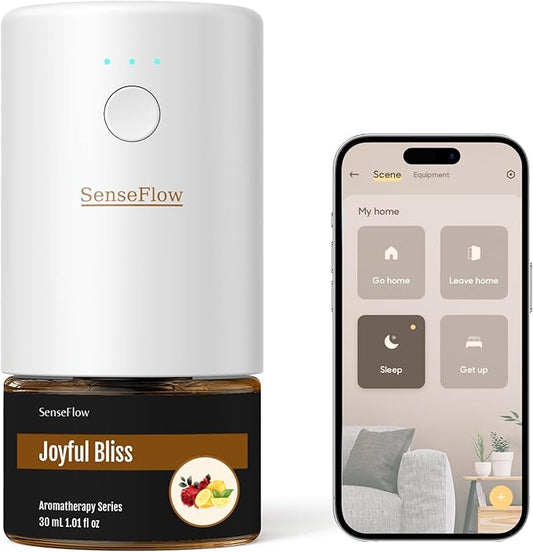 SF101S Smart Wi-Fi Waterless Ultrasonic Essential Oil Diffuser–100% Plant-Based,120-Day Natural Air Freshener & Aromatherapy Scent Diffuser Covers 100㎡ for Home,Hotel-Joyful Bliss