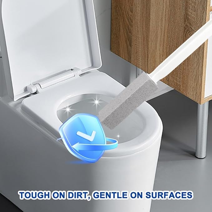 Pumice Stone for Toilet Bowl Cleaning with Handle 4 Pack Pumice Stone Blocks Hard Water Remover Cleaner for Bathroom Kitchen Pool Sinks and Grill Blue White Black and Gray