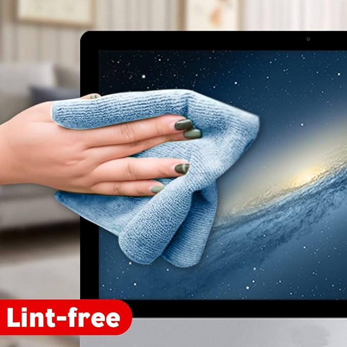 Microfiber Cleaning Cloths Softer Highly Absorbent Reusable 16"x12" Pack of 6 (Green Blue Orange) Lint Free Streak Free for House Kitchen Car Glass Stainless Steel Window