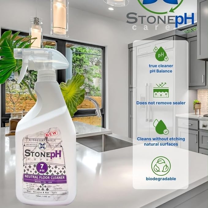 Neutral Floor Cleaner Kitchen & Home Cleaning Surfaces: Safe, Orange, Spray, Marble, Granite, Quartz, Travertine, Non Abrasive & Non Toxic, Biodegradable (Lavender)