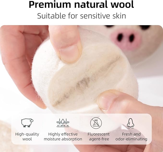 Natural Wool Dryer Balls XL 6-Pack - 100% New Zealand Wool, Reusable Eco-Friendly Fabric Softener, Reduces Wrinkles, Static & Drying Time, Chemical-Free Alternative to Dryer Sheets(WB-01)