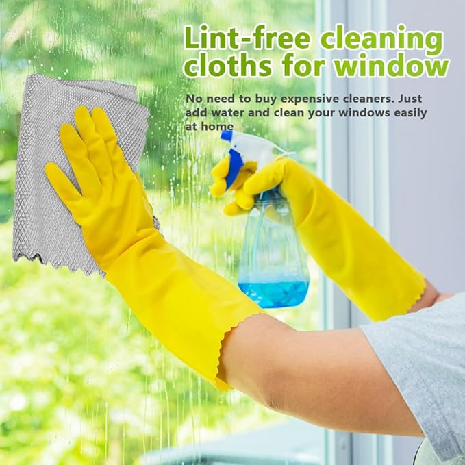 HOMEXCEL Grey Microfiber Glass Cleaning Cloths-6PK, 16"x14" Lint Free Window Cleaning Cloth, Glasses, Mirrors, Screens, Stainless Steel, Premium Microfiber Wipes for Cleaning, Glass and Window Cleaner