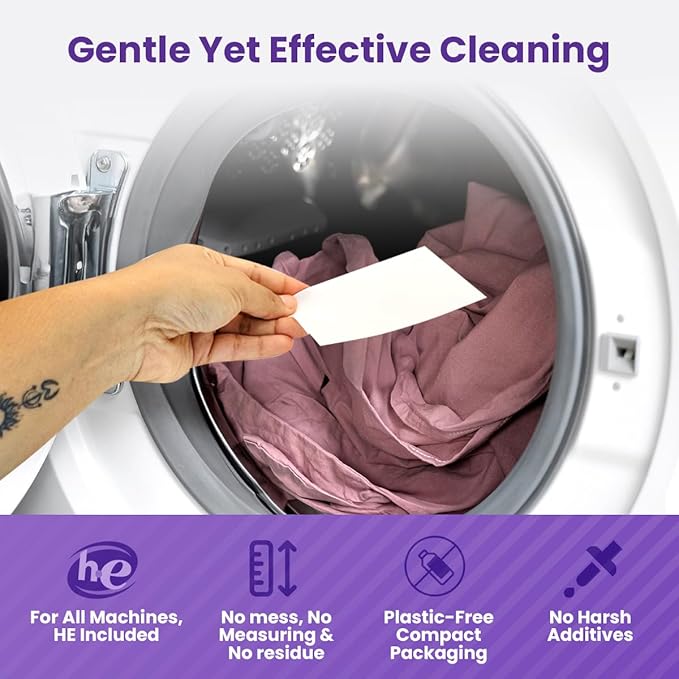 Laundry Detergent Sheets – 100 Loads | Lavender Scent | Eco-Friendly, Plastic-Free, Plant-Based Detergent for Sensitive Skin | Travel Friendly, Works in Cold Water & HE Machines