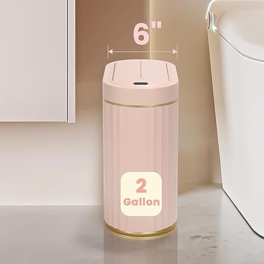 ELPHECO Bathroom Trash Can with Lid Butterfly, Motion Sensor Trash Can Bathroom Decor Automatic Garbage Can Wastebasket Bathroom Accessories, Kitchen, Living Room, Office, Pink Gold