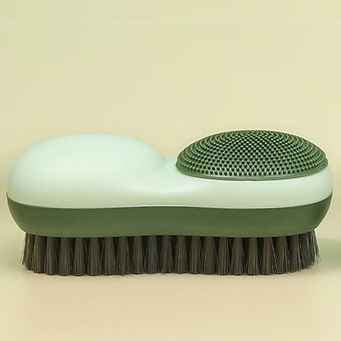 Two-Sided Laundry Stain Remover Brush, Soft Bristle for Scrubbing Out Tough Stains on Wool Cashmere Delicate Fabrics Knits Cotton Leather, Easy to Grip Hand Washing Clothes Brushes (Green)