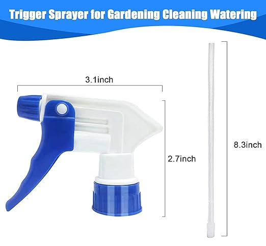 Plastic Spray Bottle Nozzle Heavy Duty Spraying Bottle Replacement Part Leak Proof Mist Water Bottle Spray Nozzle for Chemical Cleaning Solutions All-Purpose Adjustable Head Sprayer 4PCS (Blue)