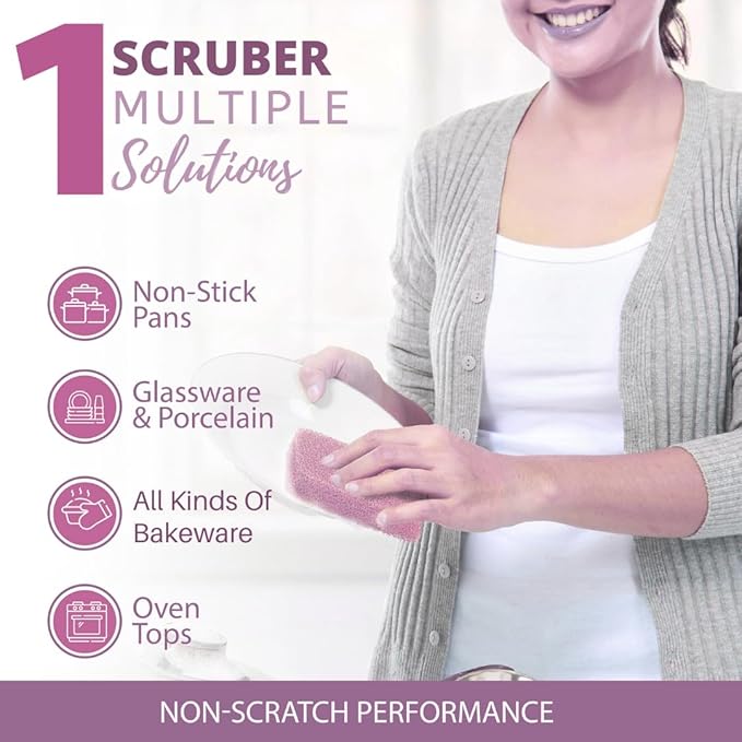 Peachy Clean Silicone Dish Sponge Scrubbers, Fresh & Clean Scent, Non-Scratch, Odor-Resistant, Durable Dish Sponges for Kitchen