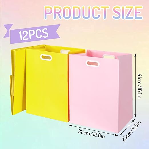 Whaline 12Pcs Pastel Disposable Trash Cans with Built-in Handles Purple Yellow Pink Blue Paper Garbage Can Waterproof Layer Recycling Bins for Home Kitchen Office