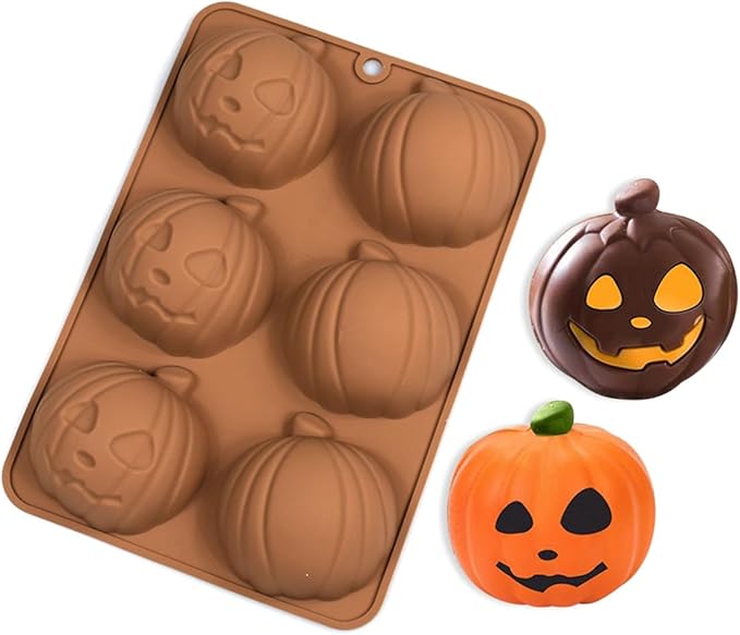 mostsom Chocolate Molds Halloween Molds Silicone for Chocolate 3D Non-Stick Halloween Baking Candy Gummy Mold Pumpkin Shapes Mold (G_ 8.60x5.80x1.24 inch)