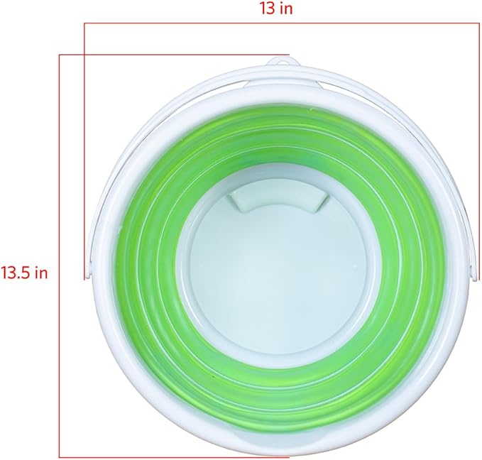Pine-Sol Collapsible Bucket 2.6 Gallon - Multipurpose Foldable Pail for Cleaning, Car Wash, Outdoor, and Camping - Portable Round Plastic Tub with Handle