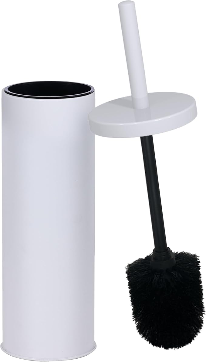Deep & Sturdy Toilet Bowl Brush with Holder - Durable Scrubbing - Toilet Cleaners - Household Essentials - Bathroom Cleaner - Cleaning Supplies - Household Supplies, Matte White