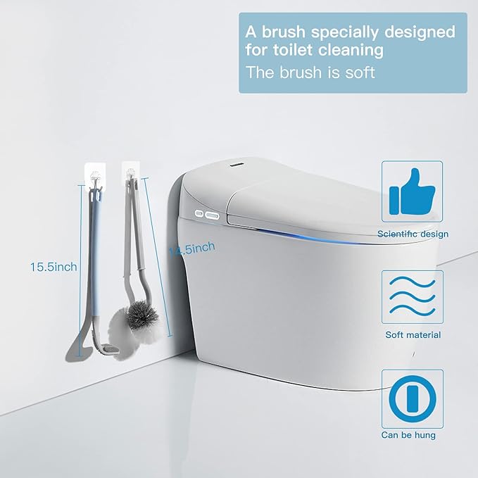 2Pcs Toilet Brush, Slim Compact Bathroom Toilet Scrubber No Dead Corners Silicone Toilet Brush, Curved Design Angled Toilet Cleaner Brush Scrubber for Deep Cleaning