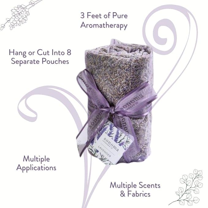 Sonoma Lavender Dried Lavender Sachets by The Yard for Drawers and Closets, Natural Air Freshener for Home, Car, Bag, Room, and Closet