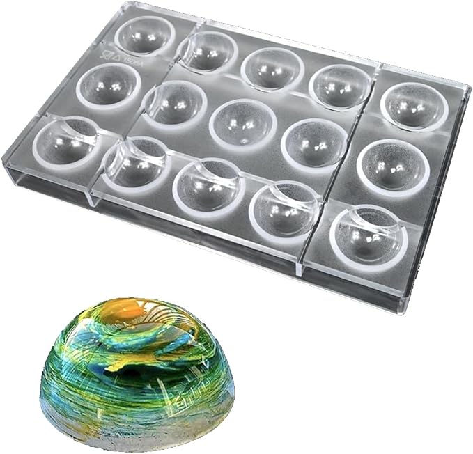 TUKE Sphere Chocolate Mold Polycarbonate Hemisphere Molds for Baking, Candy, Desserts - Reusable, Food-Grade, Professional DIY Cake Decorating Tool (C_ Semi-Circle)