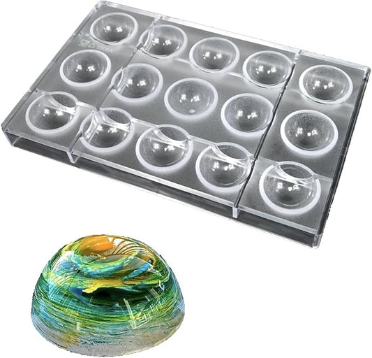 TUKE Sphere Chocolate Mold Polycarbonate Hemisphere Molds for Baking, Candy, Desserts - Reusable, Food-Grade, Professional DIY Cake Decorating Tool (C_ Semi-Circle)