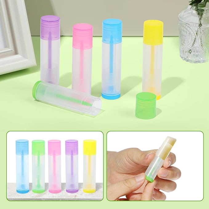 Lip Balm Crafting Kit, 50 Pieces Empty Lipsticks Filling Tubes Mold Handmade Set Pallet with Scraper, Lip Balm Tubes with Filling Tray and Spatula for Women Girl Cosmetics Makeup, Multicolor