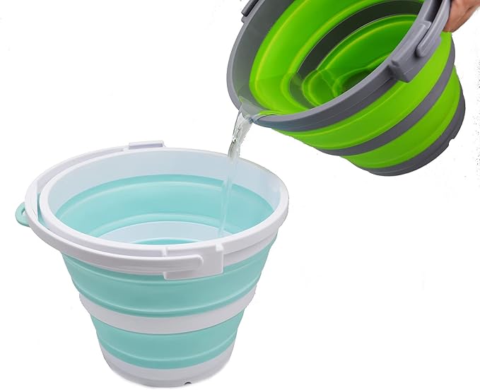 SAMMART 10L (2.64Gallon) Collapsible Fishing Bucket with Locking Lid - Portable Plastic Water Pail - Space Saving Outdoor Waterpot - Trunk Organizer for All Types of Vehicles