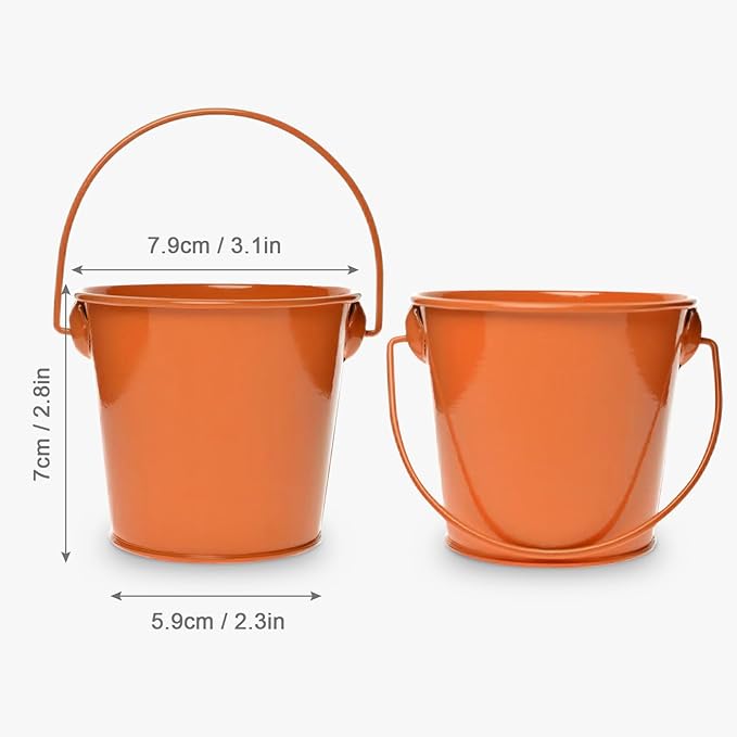 3.1" Galvanized Mini Tin Buckets – 12Pcs Rainbow Colors Metal Buckets with Handle, Ideal for Party Favors, Bridal Shower and Craft Projects (Multi-Colored, 3.1")
