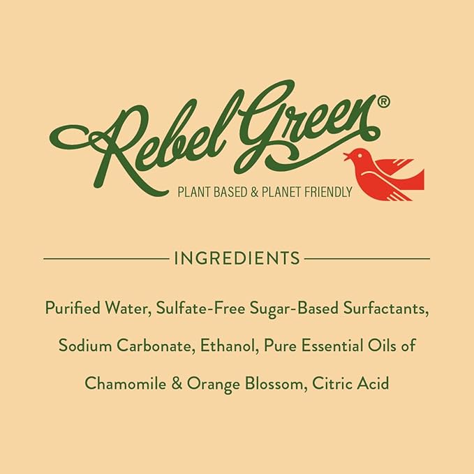 Rebel Green Natural All-Purpose Cleaning Spray - Plant-Based Multi-Surface Cleaner with Essential Oils for Kitchen, Bath, Countertops and More - Orange & Chamomile - 16 oz - 2 Pack