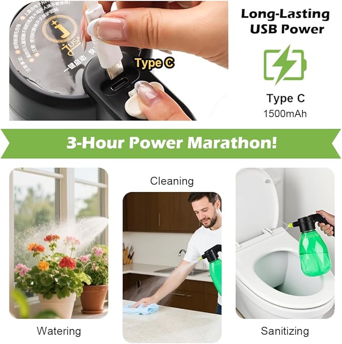 5-Gallon Nursery Pots 5P with 0.5 Gallon/2L Electric Spray Bottle, Plant Containers with Drainage Holes, Round Sturdy Garden Planters for Indoor/Outdoor Greenery