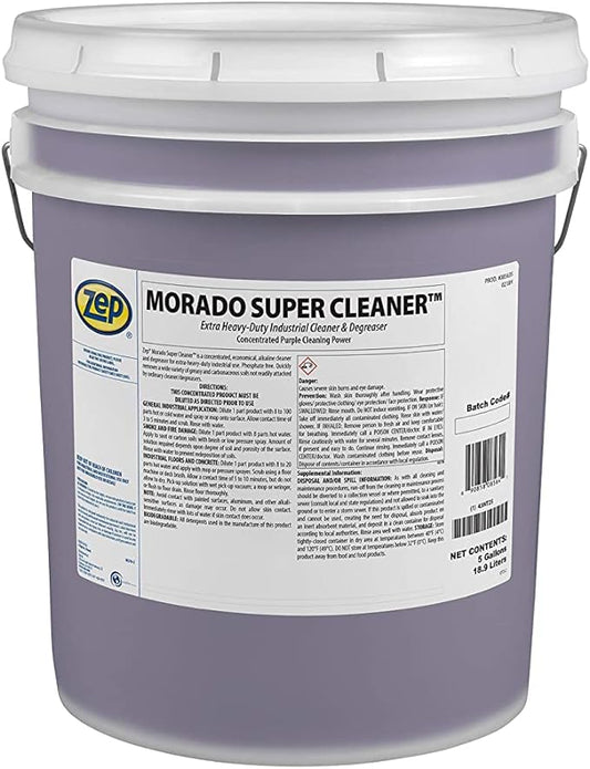 Zep Morado Purple Concentrated Super Cleaner - 5 Gallon (1 Unit) 85635 - Extra Heavy-Duty Industrial Degreaser, Phosphate Free, Alkaline Concentrate Removes Grease, Grime