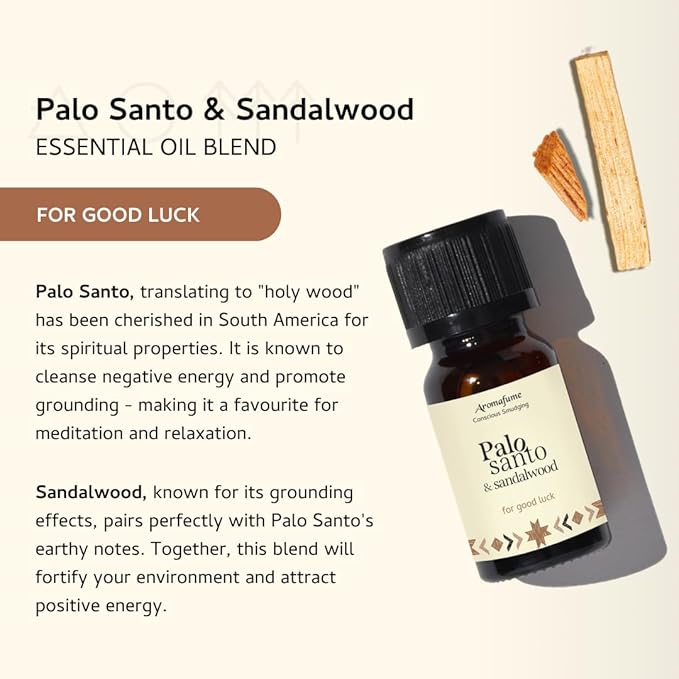 Palo Santo & Sandalwood Essential Oil Diffuser Blend by Aromafume | 3 x 10ml / 0.33 fl oz l Aromatherapy Oil for Smokeless Smudging | Natural Air fresheners for home | Spiritual Meditation Accessories