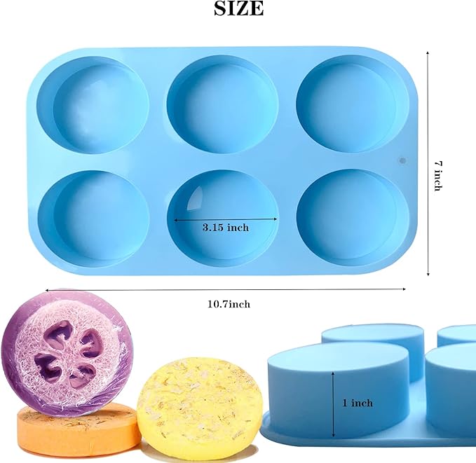 Round Soap Molds for Soap Making,2pc 4oz Large Size 6 Cylinder Silicone Molds for Loofah Soap,Bath Bombs,Shower Steamer, Lotion Bars