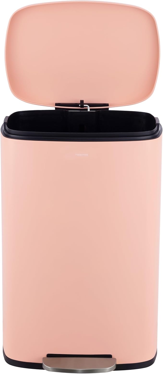 happimess HPM1011F Curtis 8-Gallon Step-Open Trash Can, Fingerprint Resistant, Modern, Minimalistic for Home, Kitchen, Laundry Room, Office, Bedroom, Bathroom, Flamingo Pink
